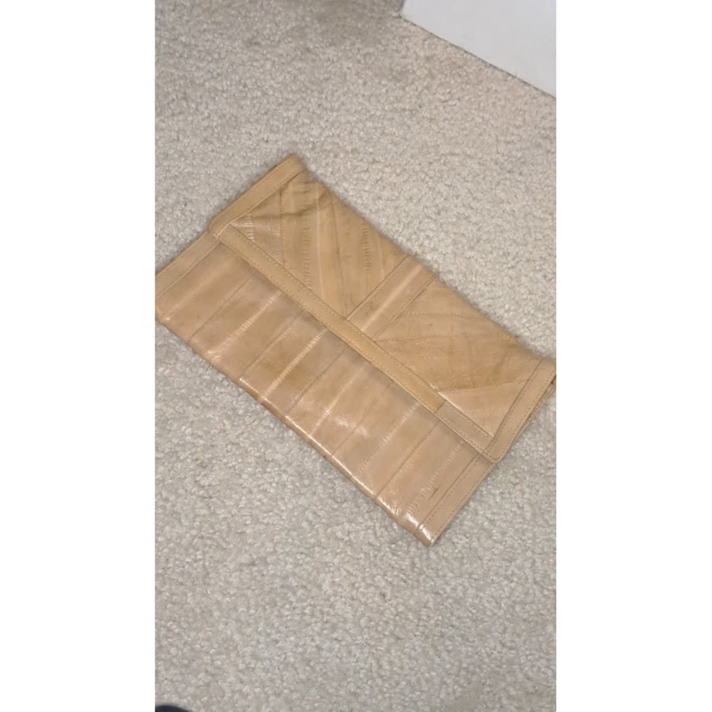 Vintage Tan Eel Skin Leather Clutch Purse 10" X 6"